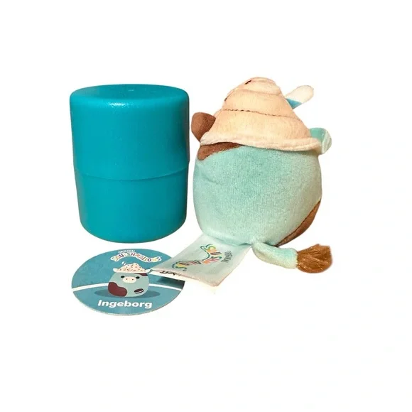 Squishmallows Micromallow 2.5” Ingeborg the Mint Cookie Latte Cow Mini Plush - Picture 3 of 3